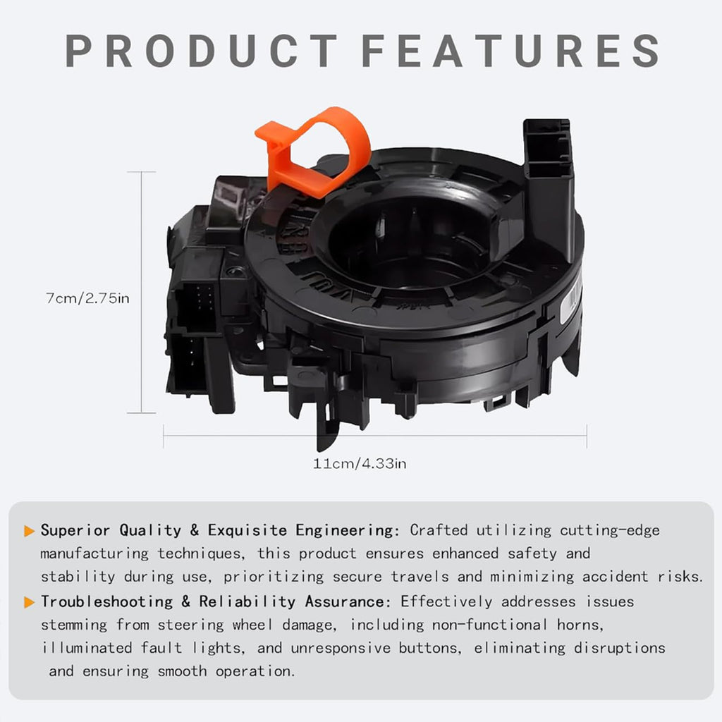 Clock-Spring， Compatible with Toyota Camry, Corolla, RAV4, Tacoma, Tundra, Prius, Sienna, 4Runner, Highlander, Avalon, Yaris, Sequoia, Matrix, Prado; Fits Part# 84306-48030/06140/0E010