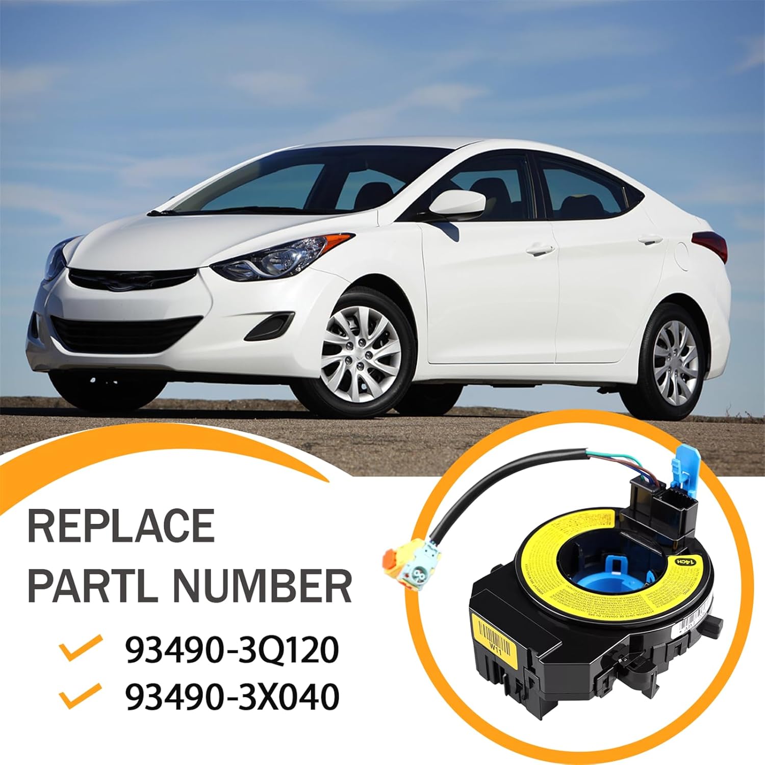 Replacement Wiring Harnesses Clcok-Spring for Hyundai Elantra 2011 2012 2013 2014 2015 2016, for Hyundai Sonata 2009 2010 2011 2012 2013 2014 2015 Part# 93490-3Q120 93490-3X040