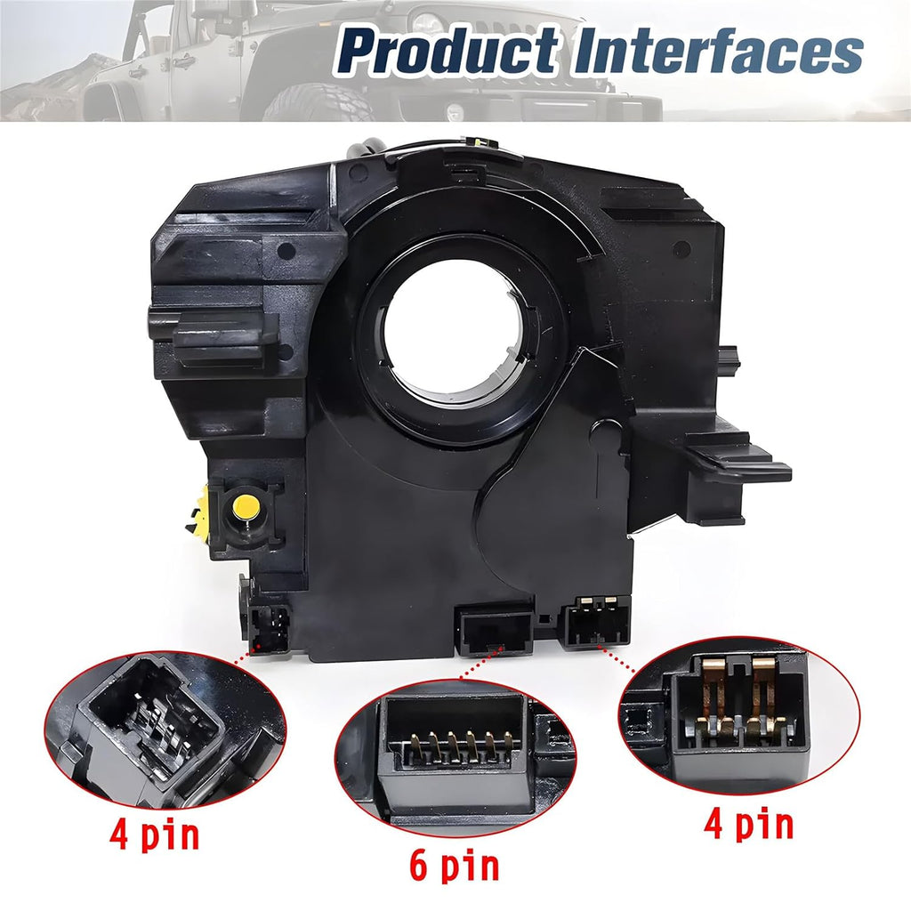 Replacement Wiring Harnesses Clcok-Spring with Angle Sensor for Jeep Wrangler JK 2007-2018, Compass MK/Patriot MK 2007-2017 for Dodge Avenger 2007-2014, Caliber 2007-2012 Part# 5156106 Series (AA-AG)