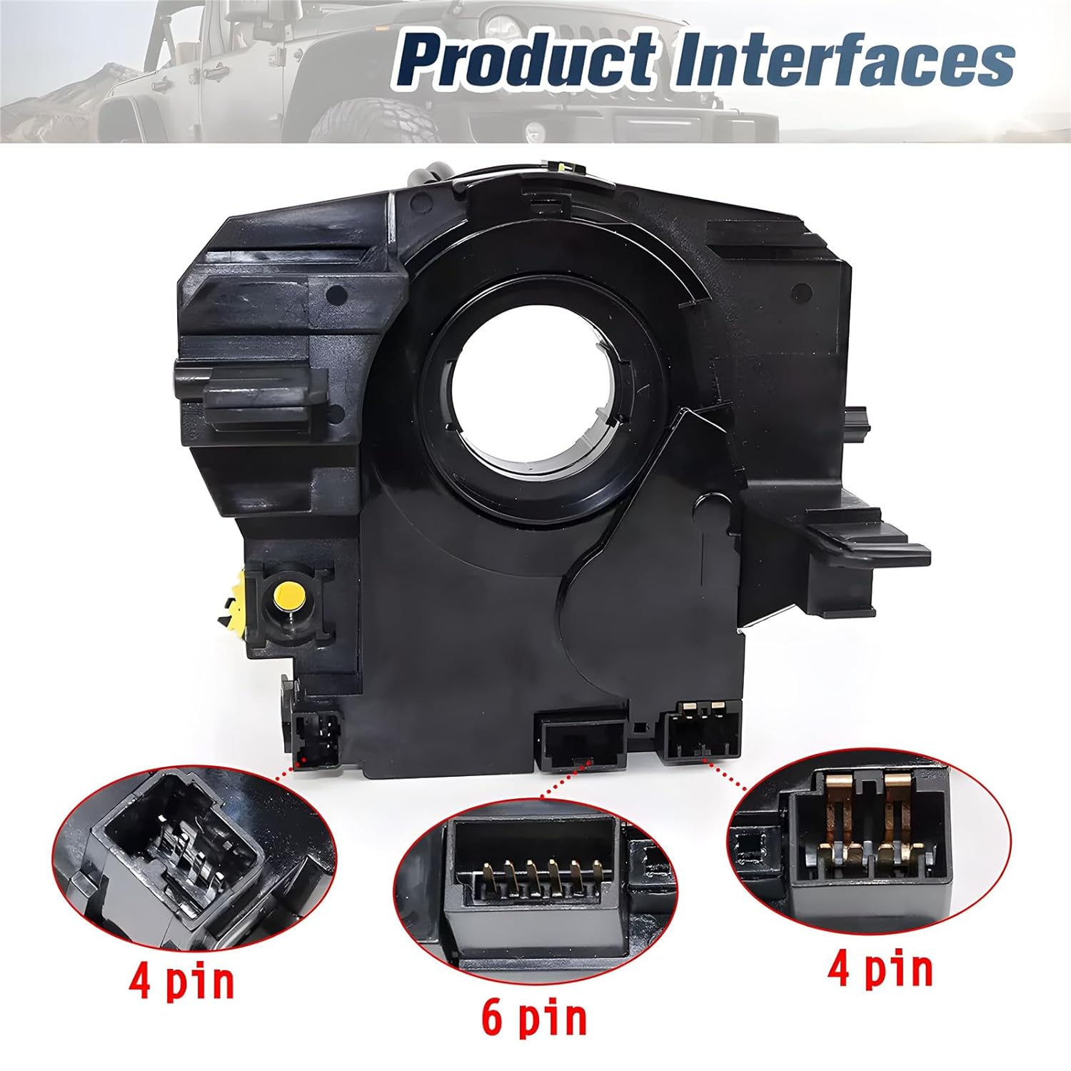 Replacement Wiring Harnesses Clcok-Spring with Angle Sensor for Jeep Wrangler JK 2007-2018, Compass MK/Patriot MK 2007-2017 for Dodge Avenger 2007-2014, Caliber 2007-2012 Part# 5156106 Series (AA-AG)