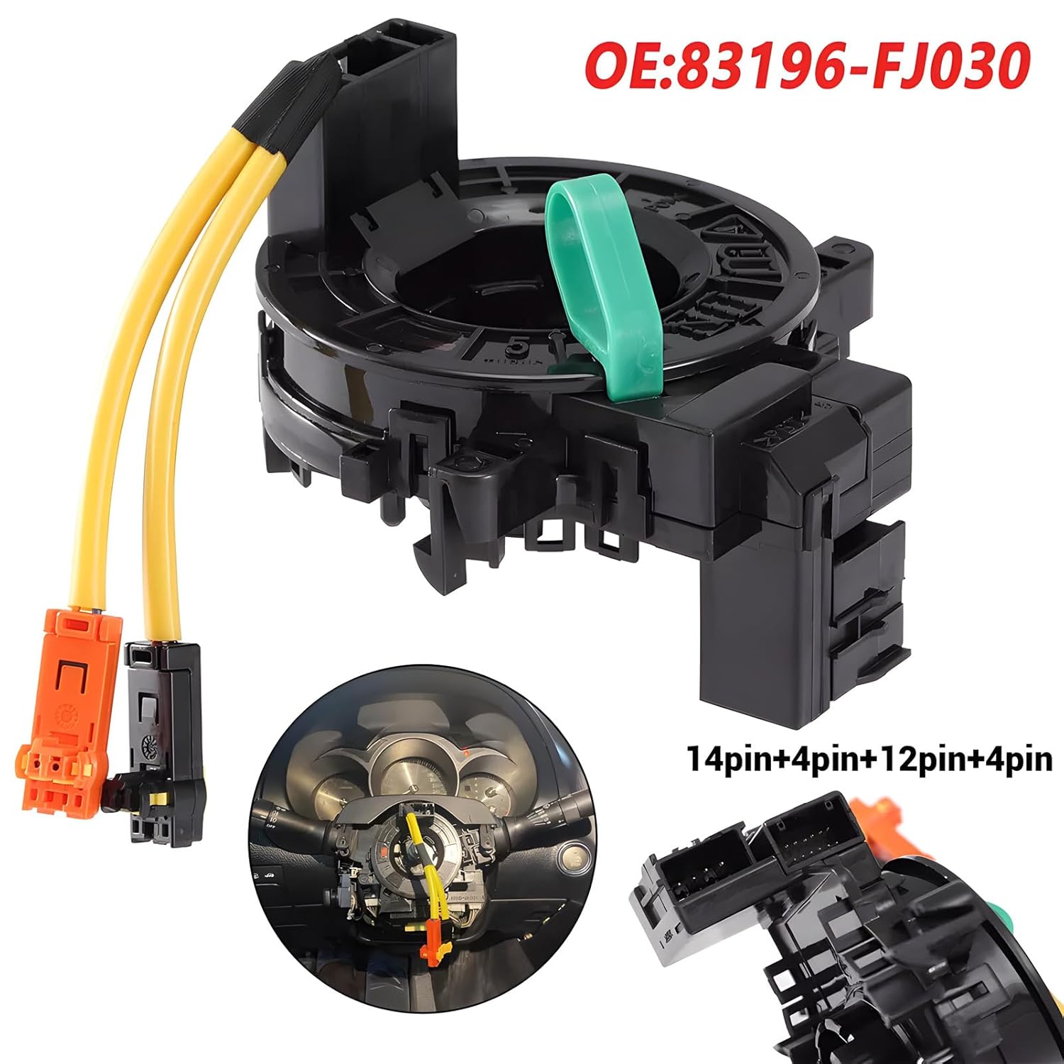 Replacement Wiring Harnesses Clcok-Spring for Subaru Outback/Legacy 2013-2021, Forester 2014-2018, Crosstrek/Impreza 2013-2021, WRX 2015-2020, Ascent 2019-2021, BRZ 2017-2020 Part# 83196-FJ010/FJ030