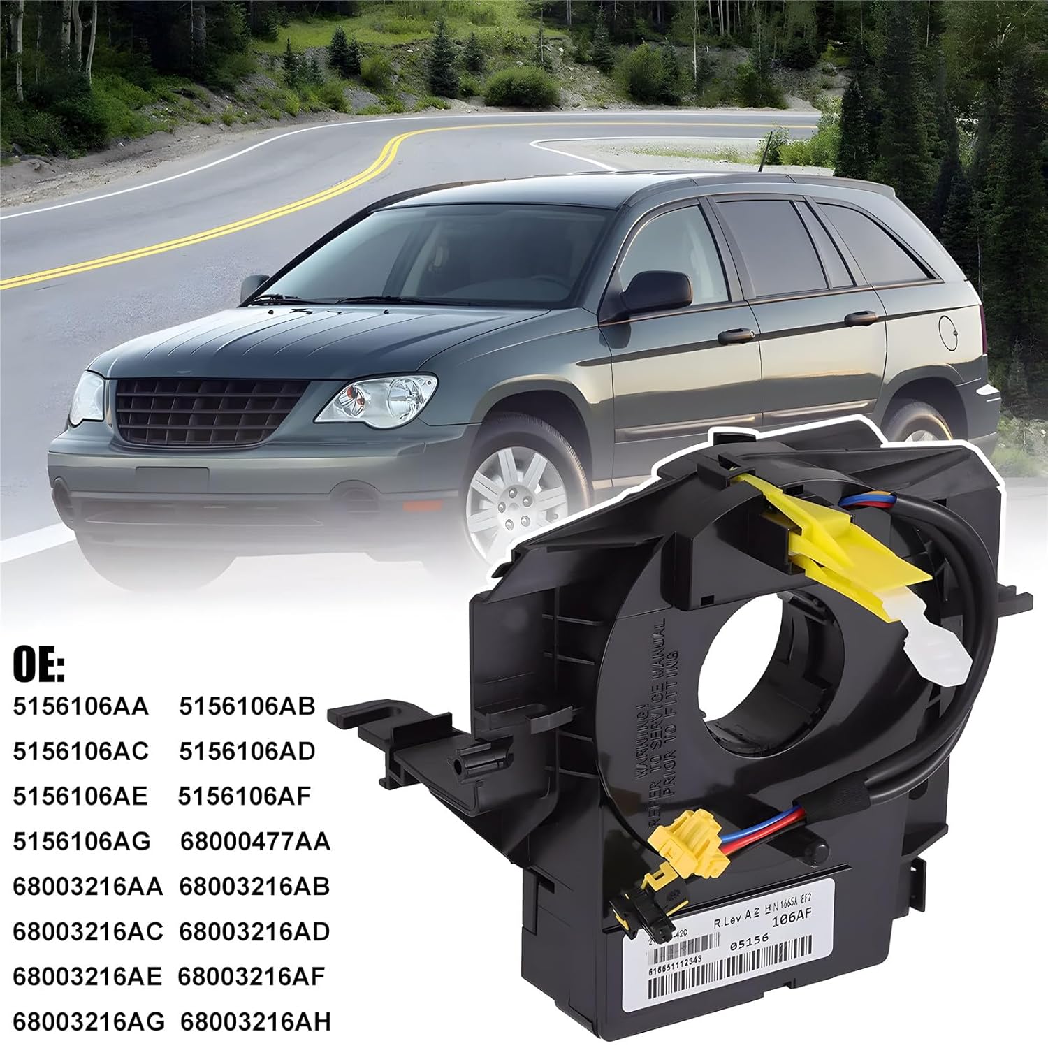 Replacement Wiring Harnesses Clcok-Spring with Angle Sensor for Jeep Wrangler JK 2007-2018, Compass MK/Patriot MK 2007-2017 for Dodge Avenger 2007-2014, Caliber 2007-2012 Part# 5156106 Series (AA-AG)