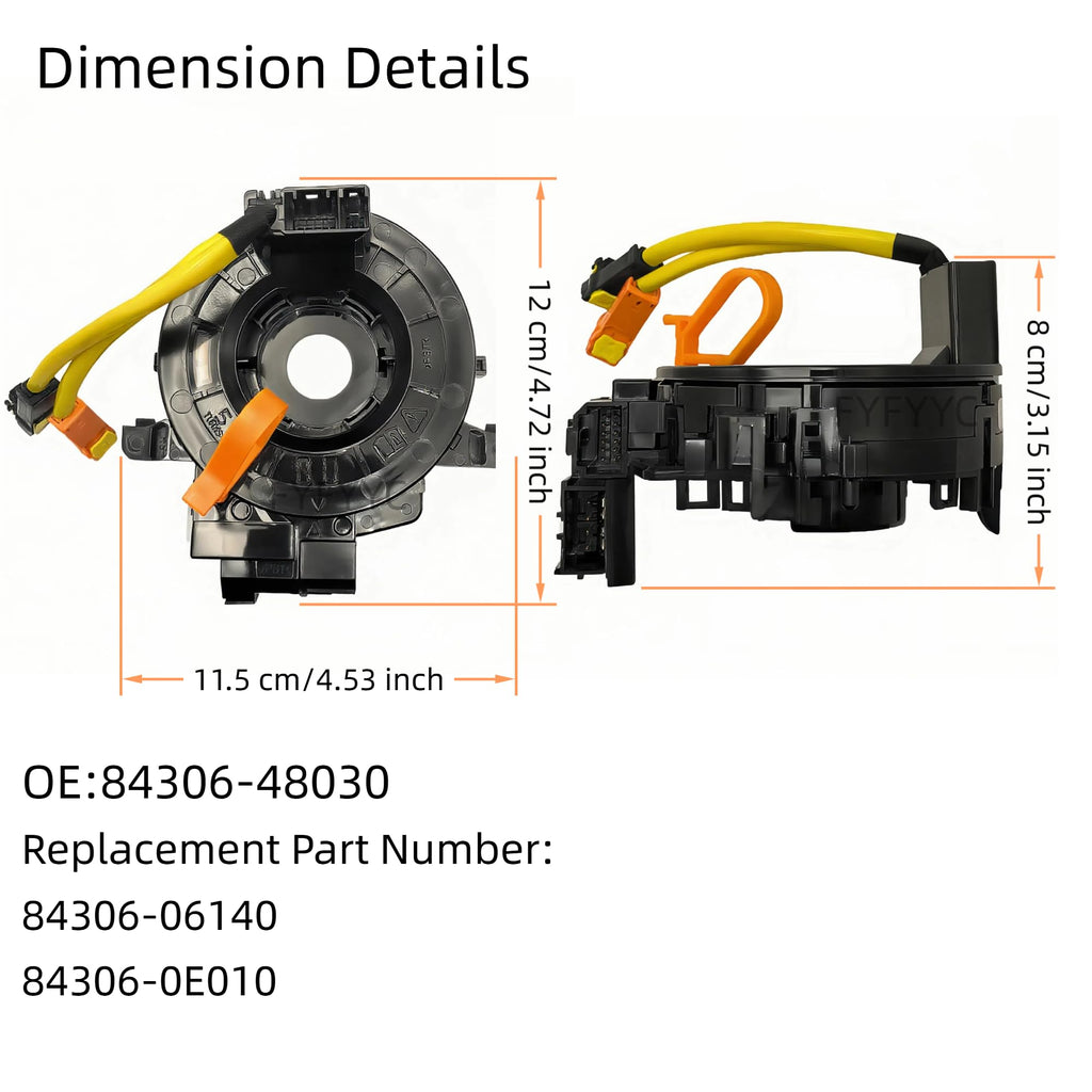 Replacement Wire Clcok Spring for Toyota Camry, Corolla, RAV4, Tacoma, Tundra, Prius, Sienna, 4Runner, Highlander, Avalon, Yaris, Sequoia, Matrix, Prado Fits Part# 84306-48030/06140/0E010