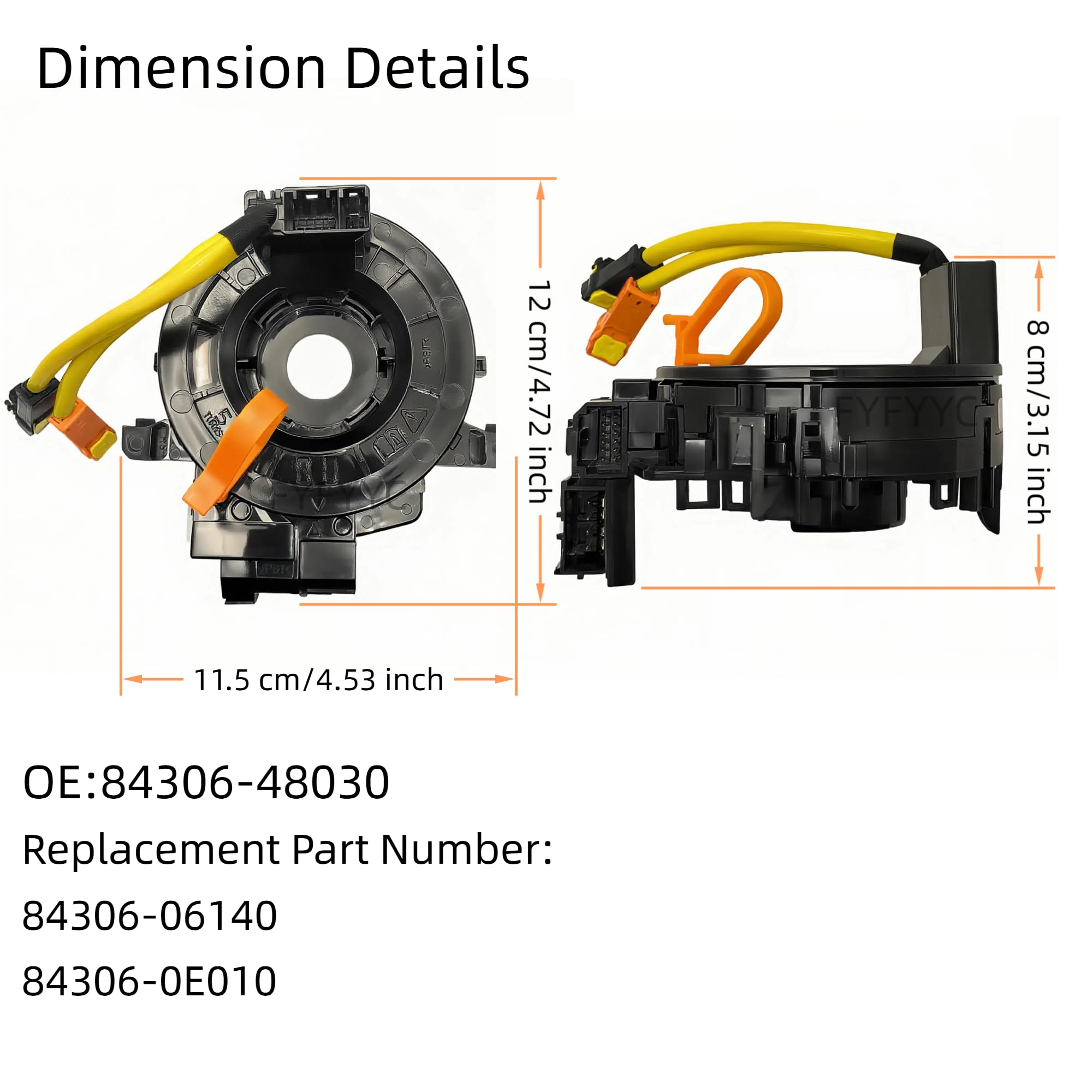 Replacement Wire Clcok Spring for Toyota Camry, Corolla, RAV4, Tacoma, Tundra, Prius, Sienna, 4Runner, Highlander, Avalon, Yaris, Sequoia, Matrix, Prado Fits Part# 84306-48030/06140/0E010
