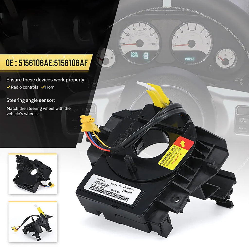 5156106AF Replacement Steering Wheel Wire Clcok-Spring Compatible with Jeep Wrangler JK, Grand Cherokee WK, Compass MK/Patriot MK(with an Angle Sensor) 𝟐 𝐘𝐞𝐚𝐫 𝐖𝐚𝐫𝐫𝐚𝐧𝐭𝐲