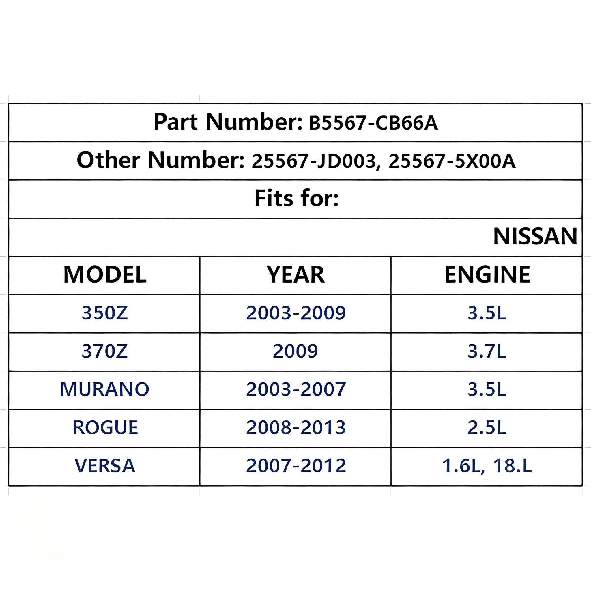 B5567-CB66A Replace Parts Clock-SpringOEM B5567-CB66A for Nissan Titan 2004-2015,Rogue 2007-2015,Versa/Sentra 2007-2012,Murano 2003-2007,Maxima/Quest/350Z 2004-2009
