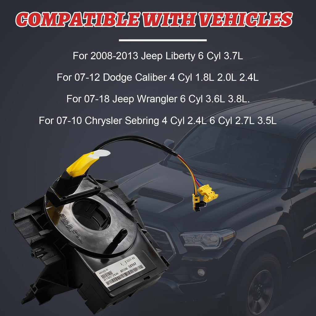 5156106AF Steering Angle Sensor Assembly Steering Wheel Wire Harness Compatible with Jeep Wrangler JK Compass MK Patriot MK 2007-2018