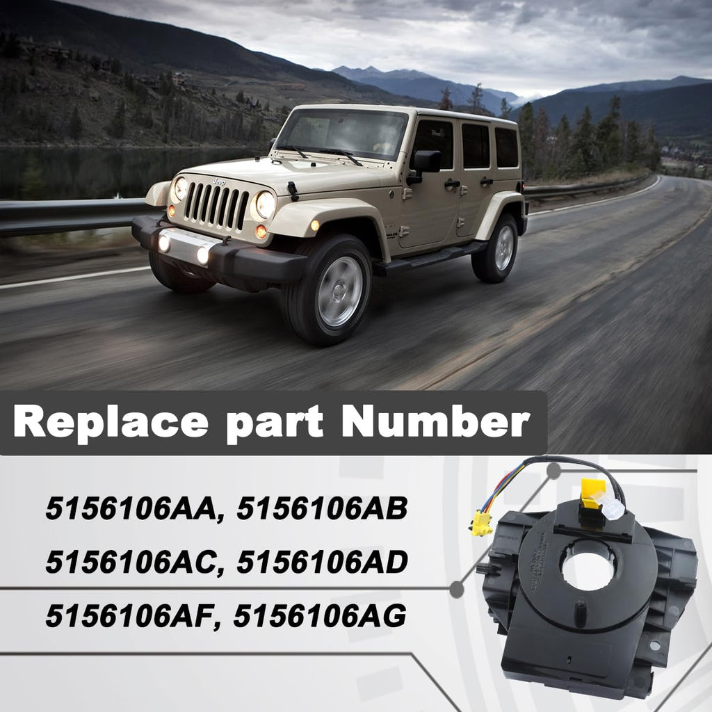 Angle Sensor Clock Spring for Jeep Wrangler JK/Compass MK/Patriot MK 2007-2018（5156106AF/AG/AA/AB/AC/AD Compatible）