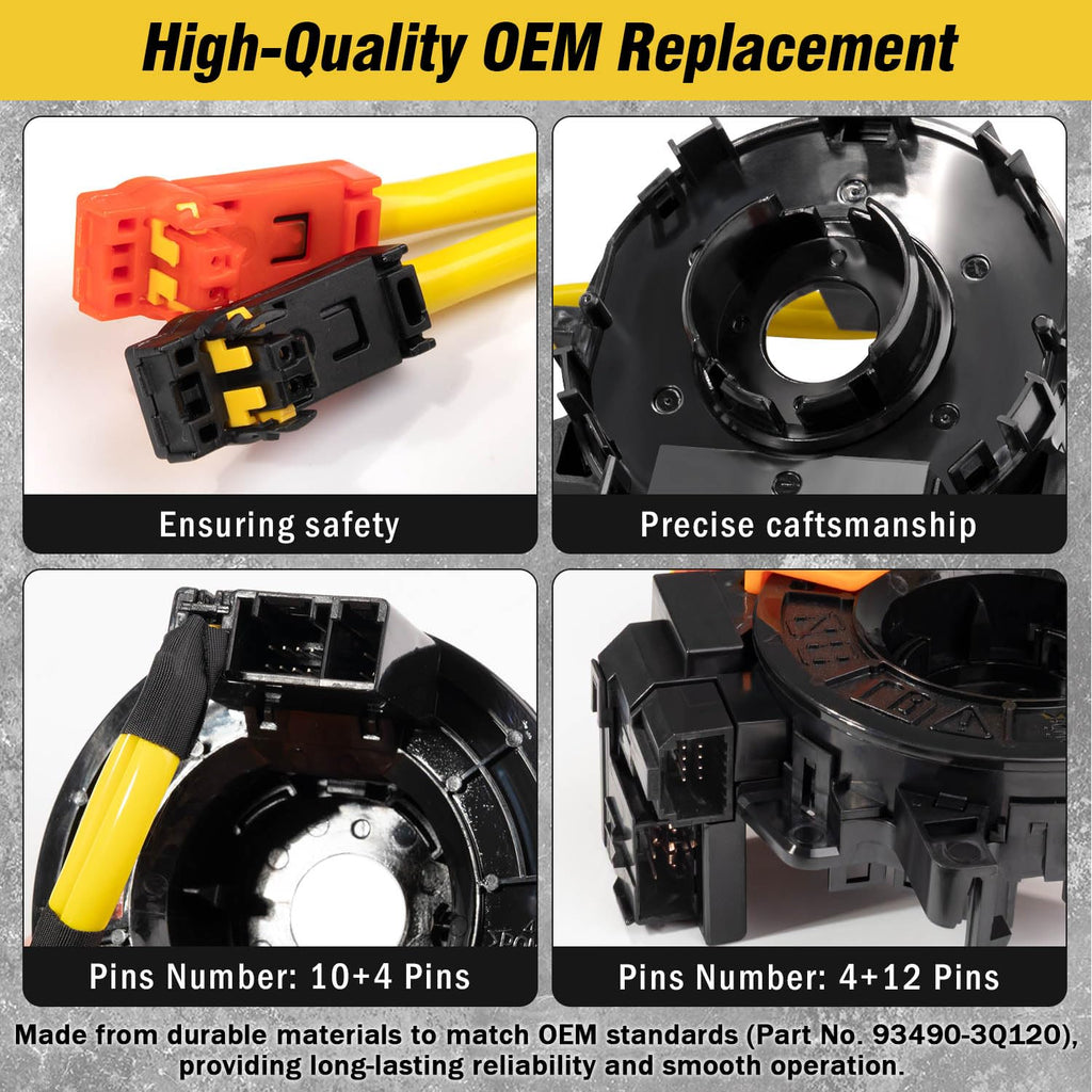 Replacement Wiring Harnesses Clcok-Spring for Toyota Camry,Tundra, Tacoma, RAV4, Corolla, Matrix, Sequoia, Yaris, Avalon, Highlander, 4Runner, Prius, Sienna, Prado Fits Part# 84306-48030/06140/0E010