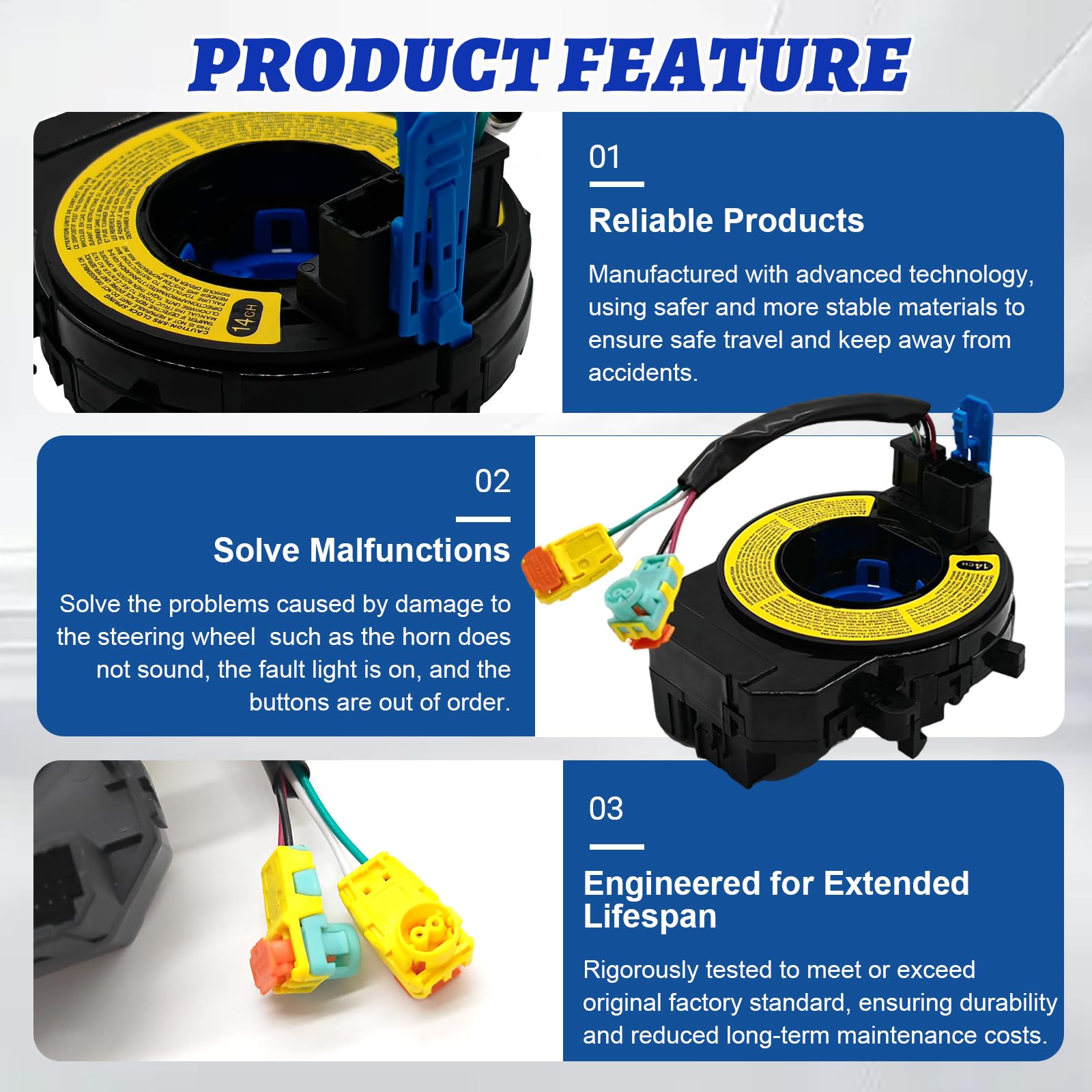 Replacement Steering Wheel Wire Harness for Hyundai Elantra 2011 2012 2013 2014 2015 2016, for Hyundai Sonata 2009 2010 2011 2012 2013 2014 2015 OE Number 93490-3X040 93490-3Q120