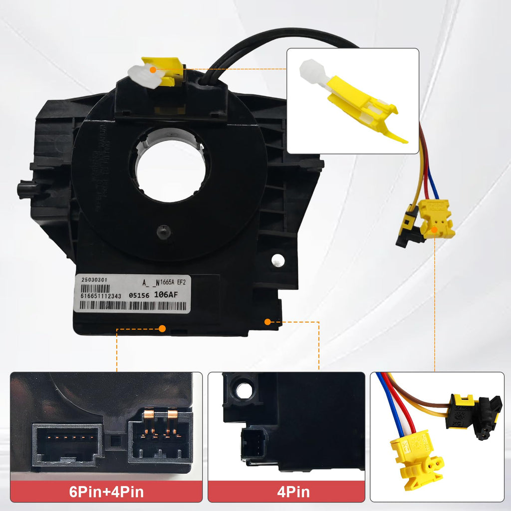 5156106AF Steering Angle Sensor Assembly Steering Wheel Wire Harness Compatible with Jeep Wrangler JK Compass MK Patriot MK 2007-2018