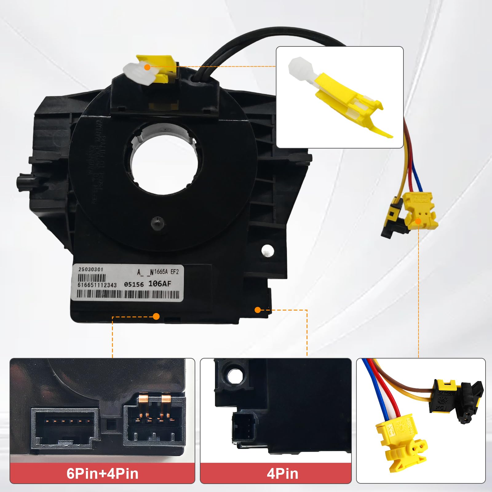 5156106AF Steering Angle Sensor Assembly Steering Wheel Wire Harness Compatible with Jeep Wrangler JK Compass MK Patriot MK 2007-2018