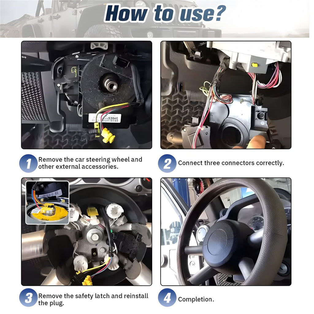 Replacement Wiring Harnesses Clcok-Spring with Angle Sensor for Jeep Wrangler JK 2007-2018, Compass MK/Patriot MK 2007-2017 for Dodge Avenger 2007-2014, Caliber 2007-2012 Part# 5156106 Series (AA-AG)