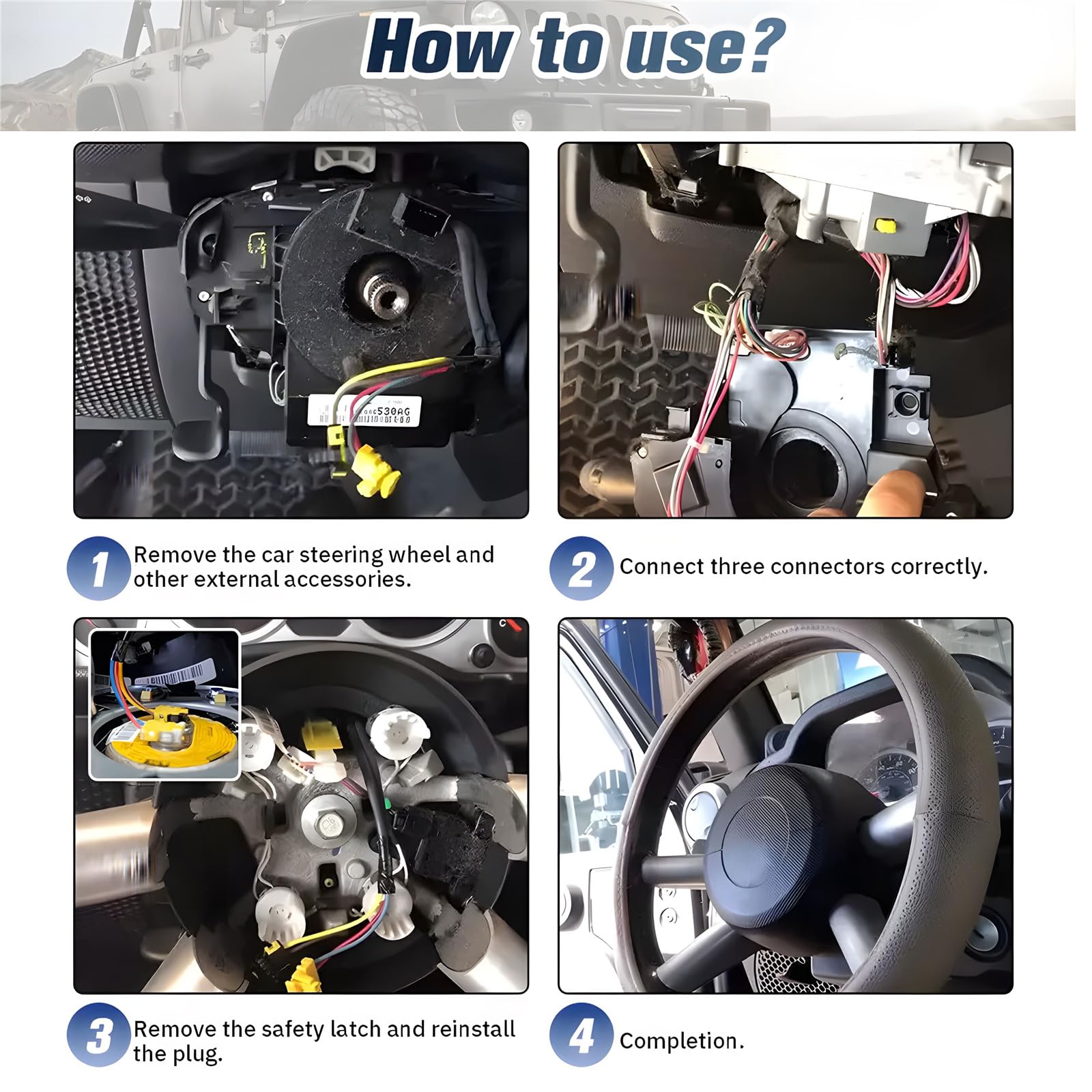 Replacement Wiring Harnesses Clcok-Spring with Angle Sensor for Jeep Wrangler JK 2007-2018, Compass MK/Patriot MK 2007-2017 for Dodge Avenger 2007-2014, Caliber 2007-2012 Part# 5156106 Series (AA-AG)