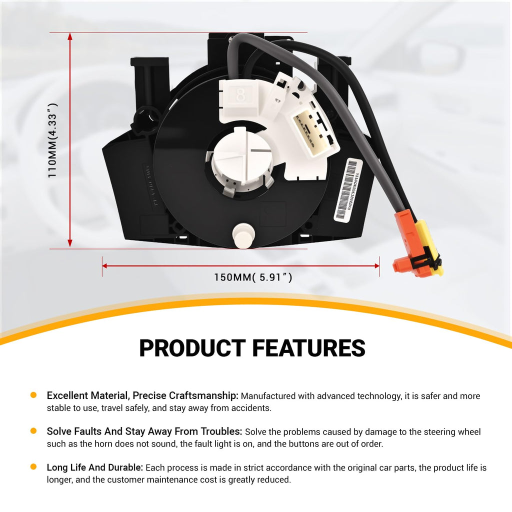 B5567-CB66A Replacement Wire Clcok-Spring for Nissan Titan 2004-2015,Rogue 2007-2015,Versa/Sentra 2007-2012,Murano 2003-2007,Maxima/Quest/350Z 2004-2009 Fits Part#25567-ET025 25567-5X00A 25560-9CH2D