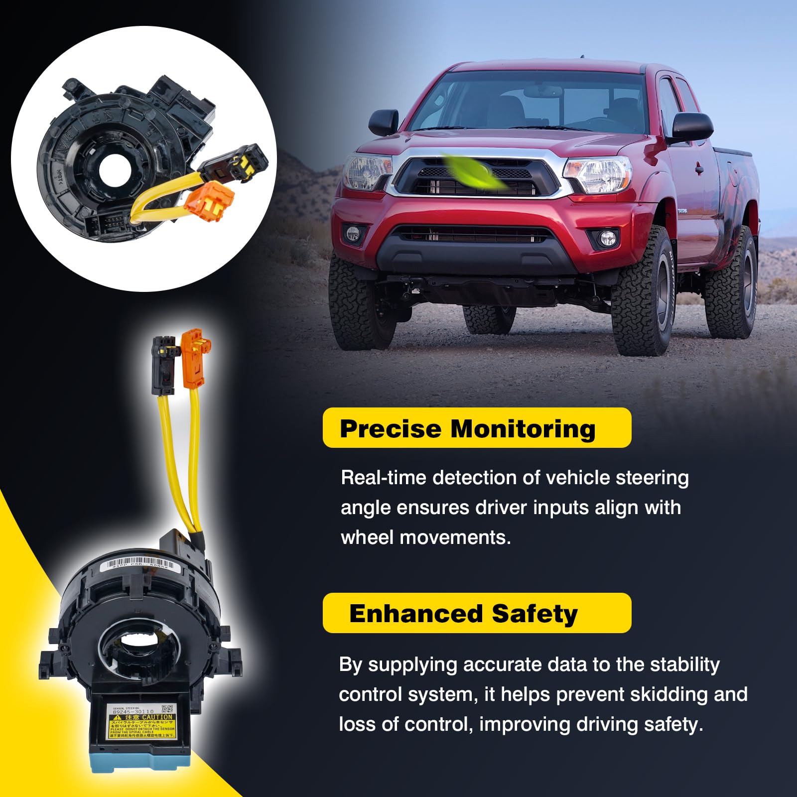 89245-30110 Steering Angle Sensor Replacement for Toyota Tacoma 2005-2015, for 4Runner 2010-2020, Sienna 2010-2020, Tundra 2017-2021, Prius 2004-2009 89245-0E020/89245-0N020/74010/0C030/12050/0D060