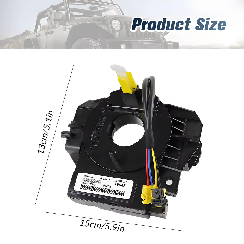 Replacement Wiring Harnesses Clcok-Spring with Angle Sensor for Jeep Wrangler JK 2007-2018, Compass MK/Patriot MK 2007-2017 for Dodge Avenger 2007-2014, Caliber 2007-2012 Part# 5156106 Series (AA-AG)